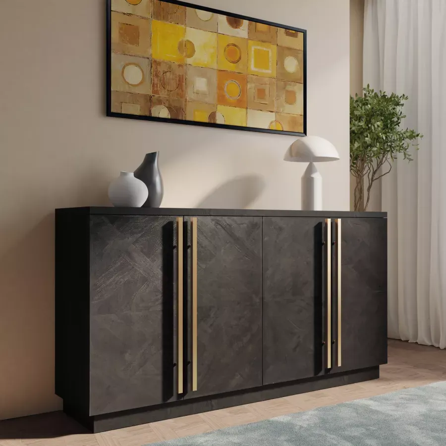 Anteprima Madia 170x90h cm in legno di mango bronzo con 4 ante - Lyle