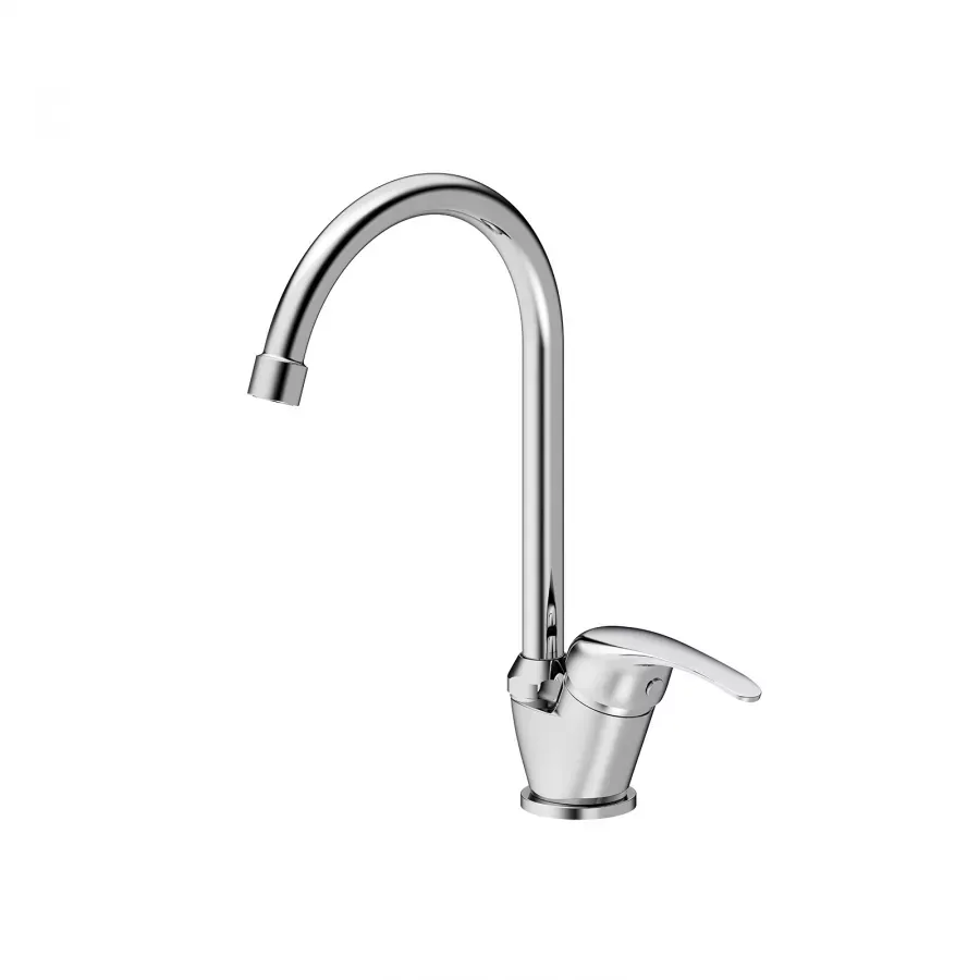 Anteprima Miscelatore per lavello ottone cromato canna alta girevole a cigno - Hilo