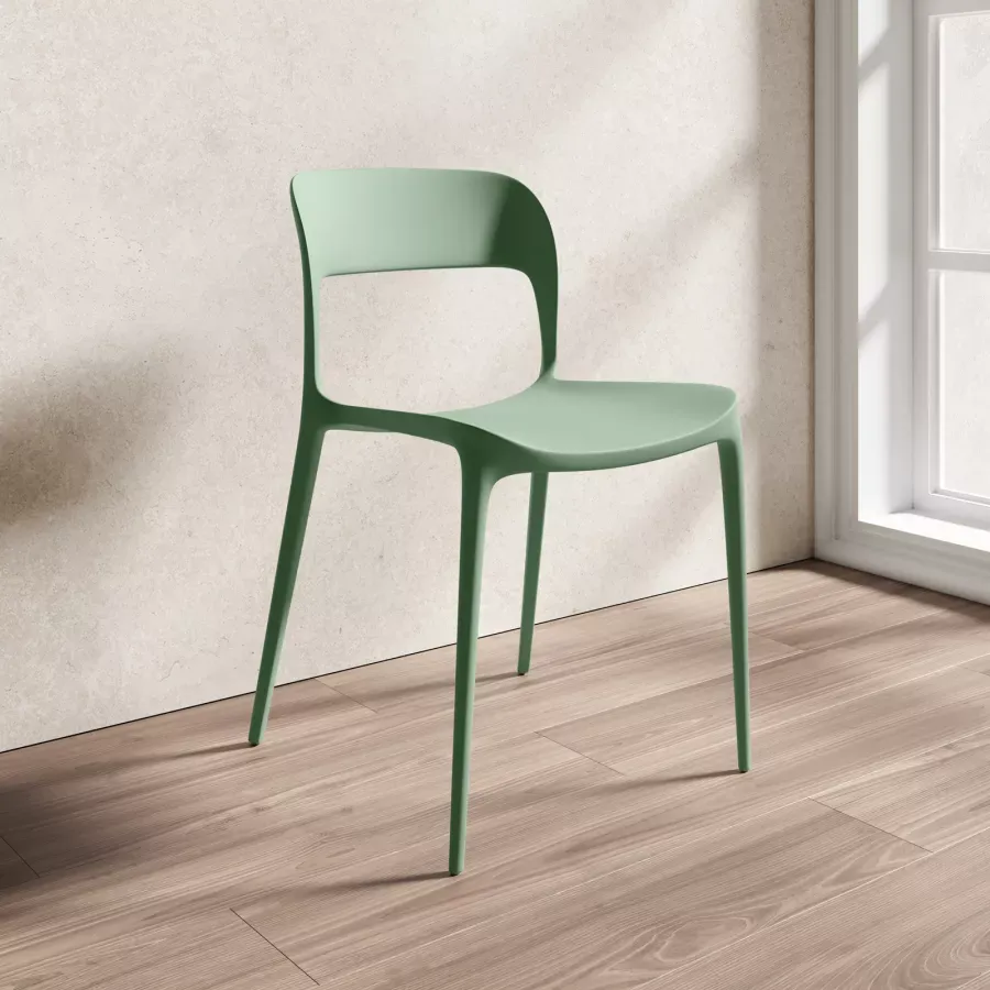 Anteprima Sedia impilabile in polipropilene verde giada - Sirena
